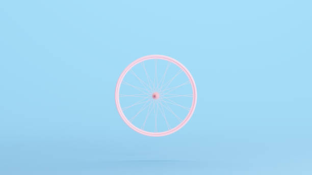 istock Pink Bicycle Wheel Narrow Race Spokes Cycle Kitsch Blue Background 1474086178