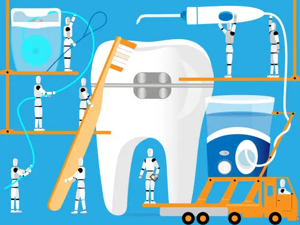Vector illustration of AI dentistry