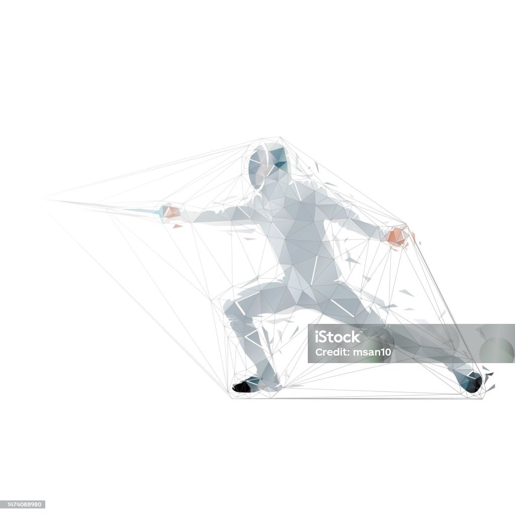 Vector Fensing Fencing Low Polygonal Vector Fencer Isolated Geometric Illustration ...