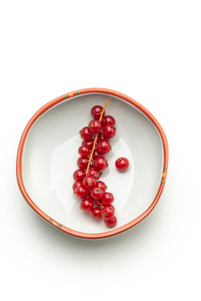 Fruit: Red Currant in a chinese bowl Isolated on White Background, studio shot
