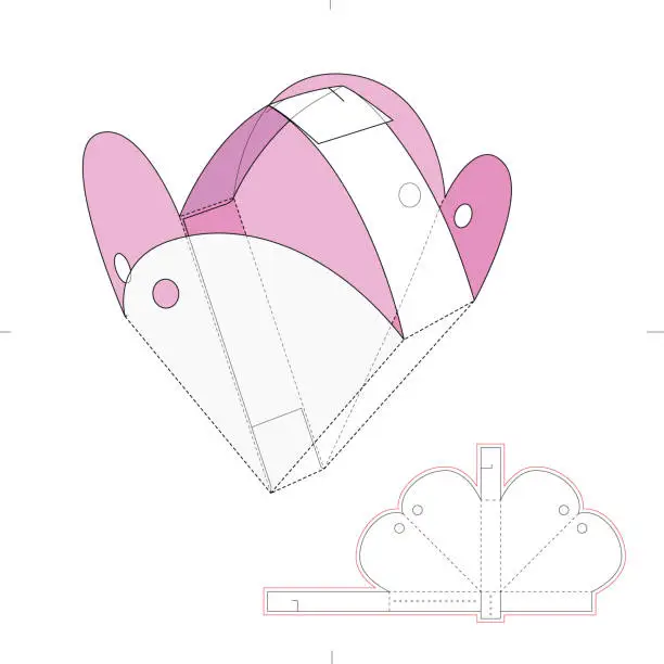 Vector illustration of Heart Shape Basket Package