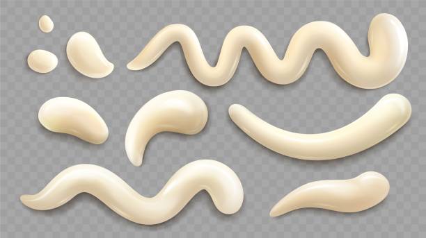 ilustrações de stock, clip art, desenhos animados e ícones de drips of mayonnaise, cheese sauce or vanilla cream - creme chantilly