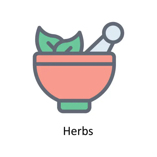 Vector illustration of Herbs Vector  Fill outline Icons. Simple stock illustration stock