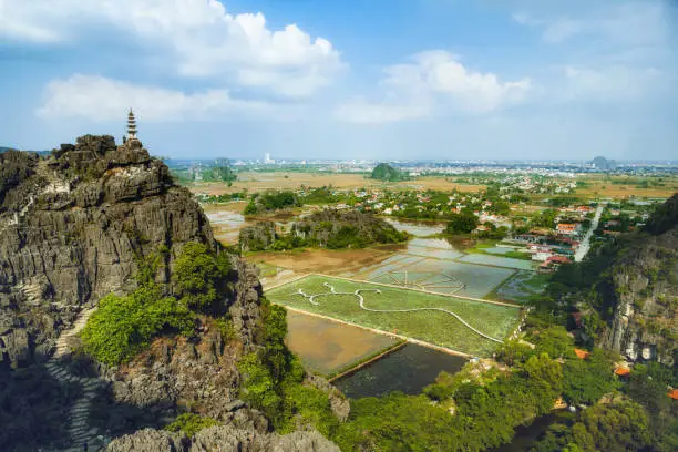 panoramic view over landscape in Hang Mua in Ninh Binh area in north vietnam