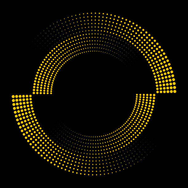 gelbe verblassende halbkreisabschnitte aus duplexpunkten - olaser stock-grafiken, -clipart, -cartoons und -symbole