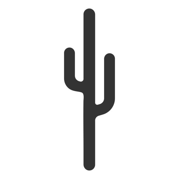 black silhouette of a cactus. vector icon - saguaro kaktüsü stock illustrations