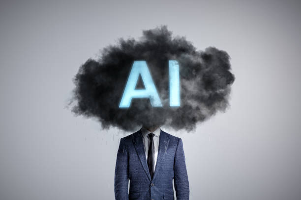A person's head covered by an AI-labeled dark cloud