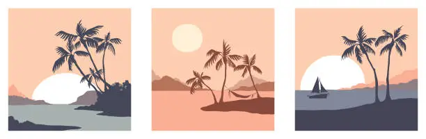 Vector illustration of Abstract tropical landscape.