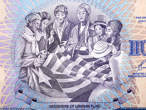 Seven female designers of the Flag of Liberia from money - 500 dollars
