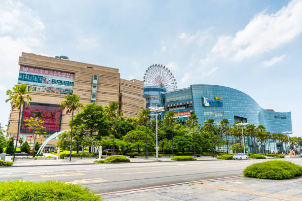 Kaohsiung, Taiwan- June 12, 2021: Low-angle view of Dream Mall building in Kaohsiung, Taiwan. It was the largest shopping mall in Taiwan.