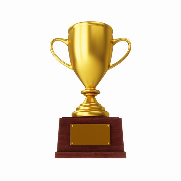 istock 3D Rendering Golden Award Trophy Cup isolated on white background 1474115382
