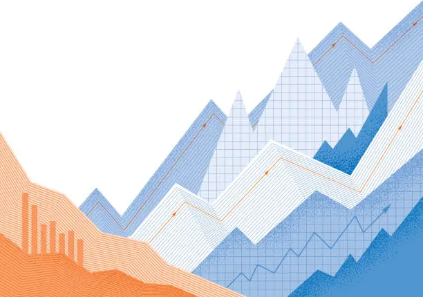 Vector illustration of Abstract financial charts blue