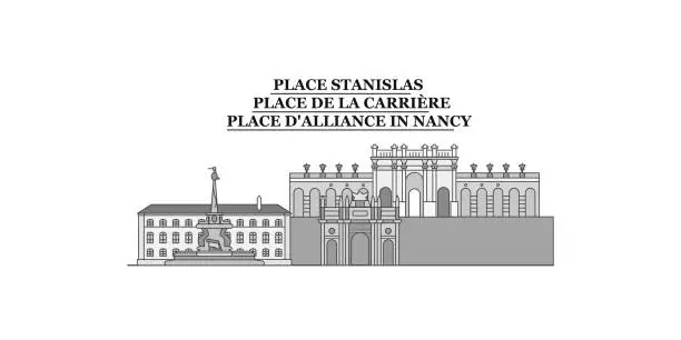 Vector illustration of France, Nancy city skyline isolated vector illustration, icons