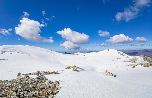 The snow capped mountains in the province of Frosinone, Lazio region, in Ernici mounts, famous for ski site station.