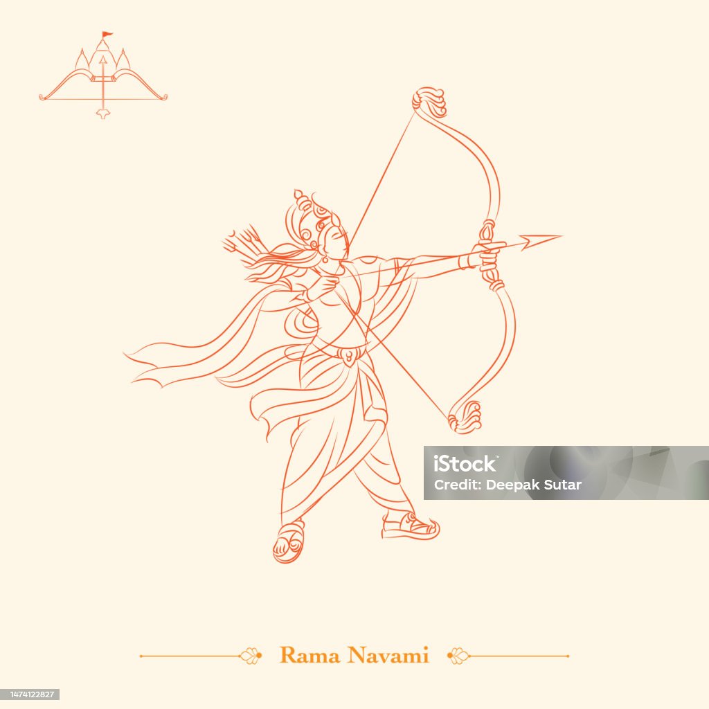 Ram Navami Lord Rama Line Drawing Stock Illustration - Download ...
