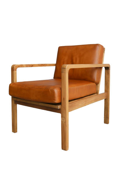 istock Orange leather chair isolated on white background. 1474124424