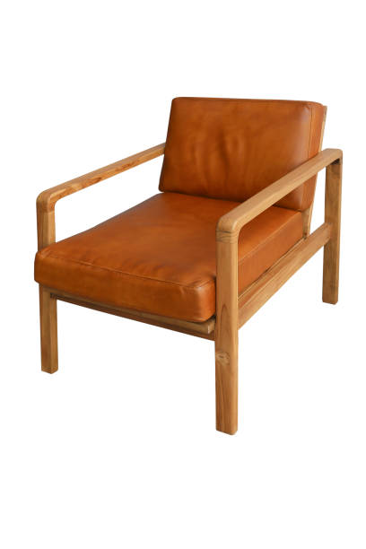 istock Orange leather chair isolated on white background. 1474124439