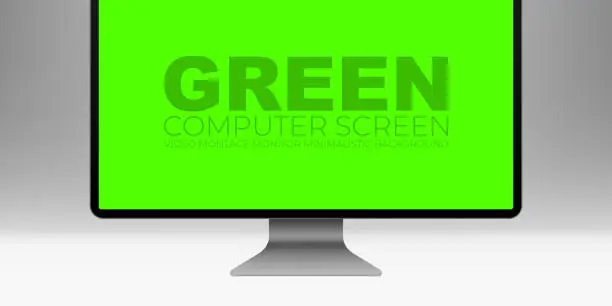 Vector illustration of Green screen chromakey computer monitor, vector device mockup illustration.
