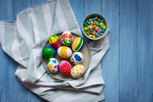 Painted easter eggs with candy