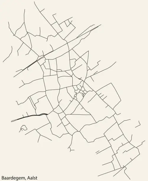 Vector illustration of Street roads map of the BAARDEGEM COMMUNE, AALST