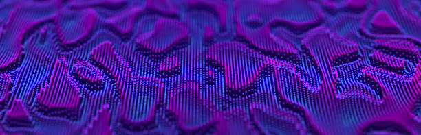 istock Particle stream. Purple background with many glowing particles. Information technology background. 3d rendering. 1474127284