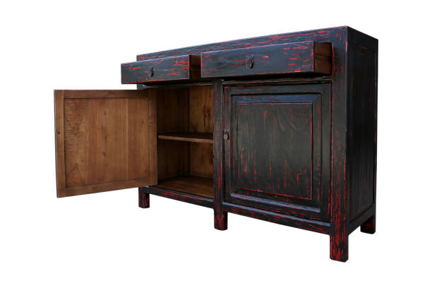 istock Red and black rustic double cabinet two draws and two doors. 1474127404