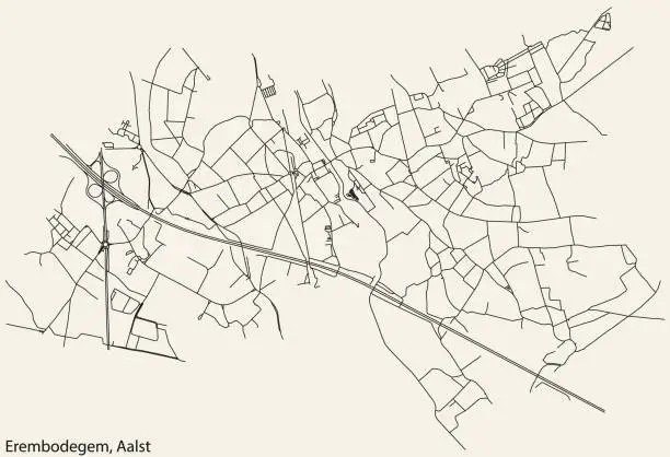 Vector illustration of Street roads map of the EREMBODEGEM COMMUNE, AALST