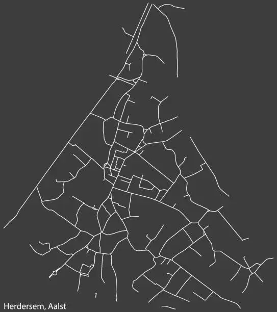 Vector illustration of Street roads map of the HERDERSEM COMMUNE, AALST