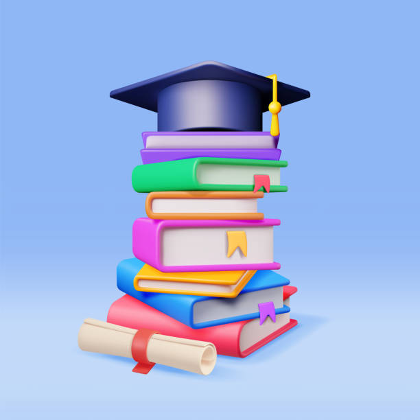 istock 3D Graduation Cap with Diploma and Pile of Books 1474129202