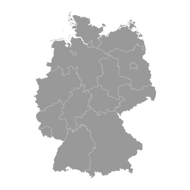 германия серая карта с регионами. векторная иллюстрация. - bayern stock illustrations