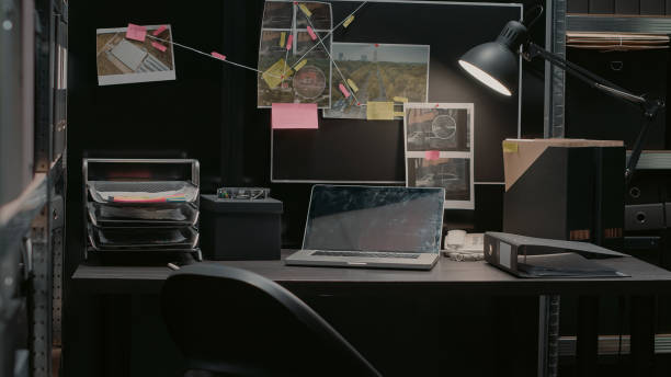 istock Empty police archive with case files for investigation 1474133236