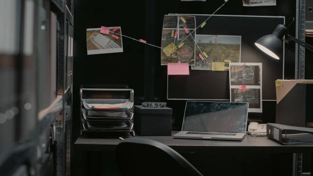 istock Empty incident room with criminal case investigation 1474133285