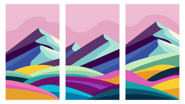 Collage con montañas abstractas - ilustración de arte vectorial