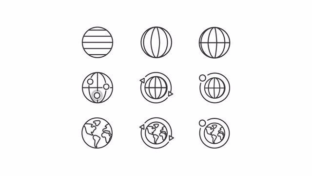 Animated globe model linear icons