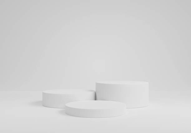 istock Stand Minimal mockup for presentation.Abstract white background concept and white stone texture.Geometric platform show cosmetic product.3D display podium on white background.Stage showcase.3D render 1474142017