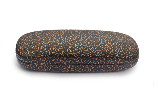 Studio shot of eyeglasses case cut out against a white background