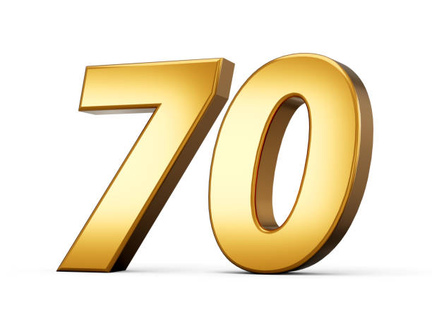 istock Golden metallic Number 70 Seventy, White background 3d illustration 1474146391