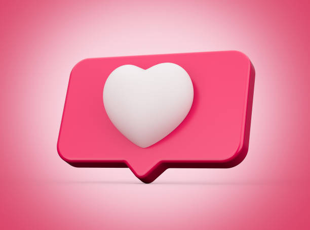 istock 3d White Heart With 3d Pink Color Text Box Notification Icon On Soft Pink Background 3d illustration 1474146400