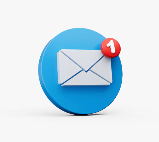 istock A blue circle with a white envelope and the letter 1 on it. Mail icon on a white background. 3d illustration 1474146437