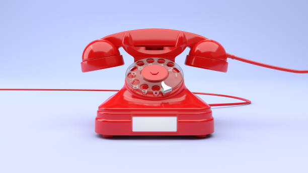 istock A red vintage telephone on a blue background 1474147925