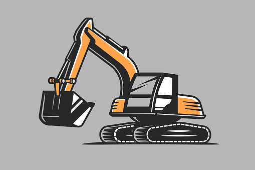 Excavator vehicle stylized vector illustration