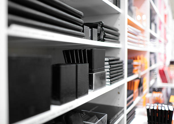 Stationery Shelves with stationery in a shop office equipment stock pictures, royalty-free photos & images