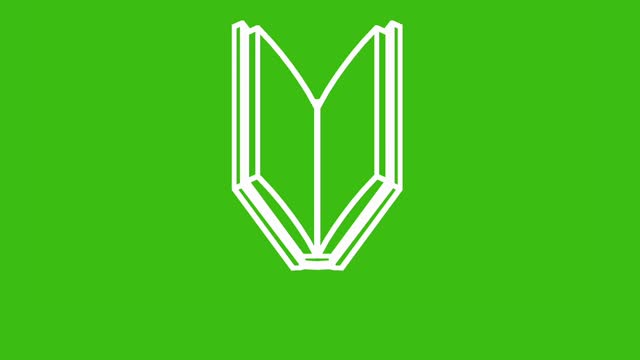 Open book line icon isolated on green background. 4K