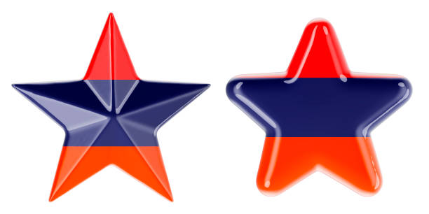 Stars with Armenian flag, 3D rendering isolated on white background