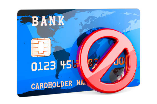 istock Credit Card with forbidden symbol, 3D rendering 1474154306