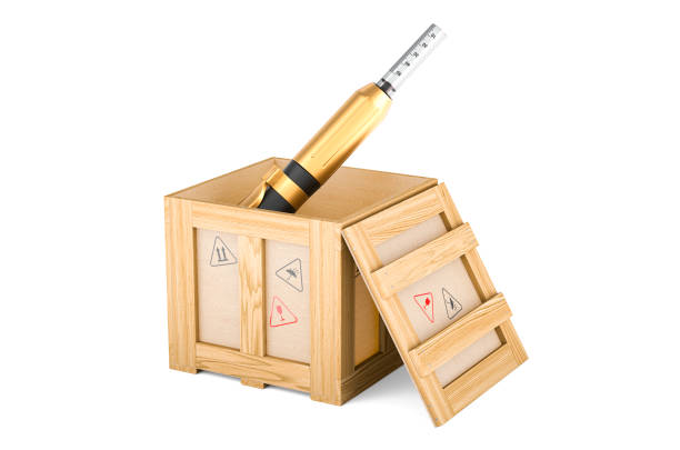 istock Hyaluronic pen inside wooden box, delivery concept. 3D rendering 1474154593
