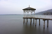 Fisherman footbridge on lake Constance in Bregenz