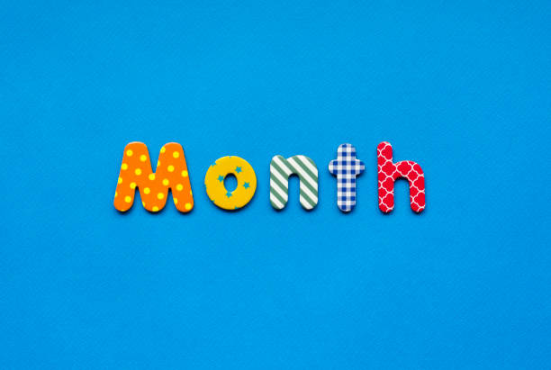 istock colored word month on  blue paper background 1474160202