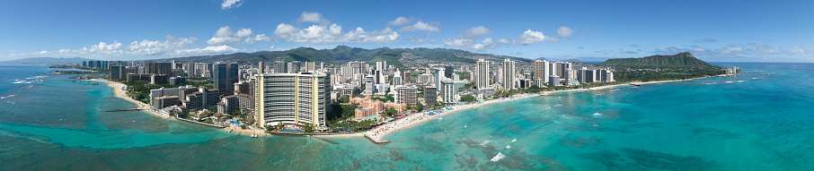 Honolulu city with blue sky and clouds