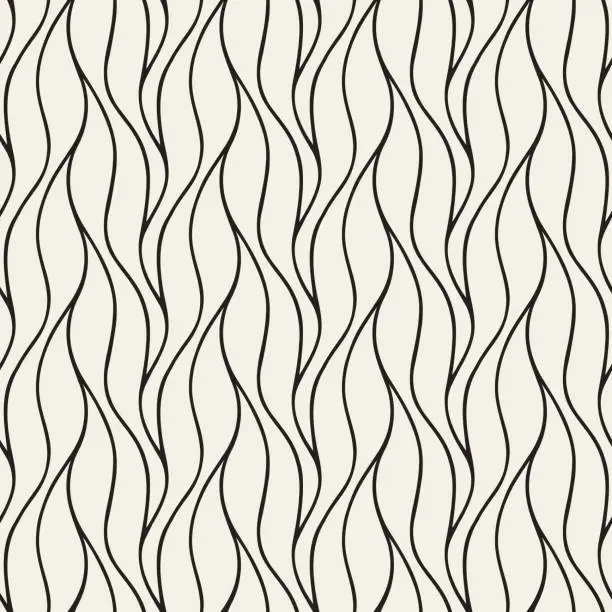 Vector illustration of Hand Drawn Organic Growth Vine / Root / Hair - Seamless Vector Pattern